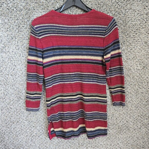 Lauren Ralph Lauren Sweater Womens Small Red Striped Linen‎ Blend Casual Ladies - Picture 7 of 7